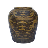 Vintage Finish Chinese Brown Dragon Motif Ceramic Planter Pot cs6086S