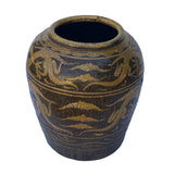 Vintage Finish Chinese Brown Dragon Motif Ceramic Planter Pot cs6086S
