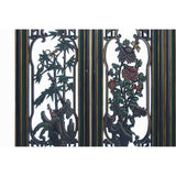 Chinese Color Painted 4 Seasons Flower Wooden Wall 4 Panels Set cs6057S