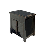 Distressed Gloss Black Lacquer Drawer End Table Nightstand cs6100S