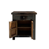 Distressed Gloss Black Lacquer Drawer End Table Nightstand cs6100S