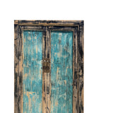 Oriental Distressed Black Teal Blue Lacquer Slim Storage Cabinet cs6116S
