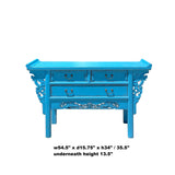 Distressed Light Blue 3 Drawers Foo Dogs Carving Side Altar Table cs6118S