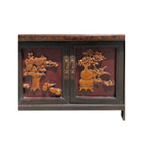 Chinese Distressed Brown Golden Flower Motif TV Console Table Cabinet cs6127S