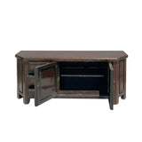 Chinese Distressed Brown Golden Flower Motif TV Console Table Cabinet cs6127S