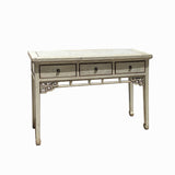Chinese Distressed Off White 3 Drawers Side Pedestal Console Table cs6167S