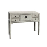 Oriental Rustic Cream White Lacquer Drawers Slim Foyer Side Table cs6170S
