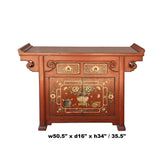 Chinese Distressed Brick Red Flower Altar Console Side Table Cabinet cs6177S