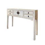 Oriental Rustic Off White Lacquer Drawers Slim Foyer Side Table cs6191S