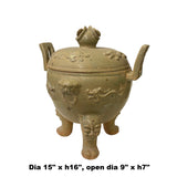 Chinese Vintage Handmade Clay Pottery Dragon Ding Holder Pot cs6201S