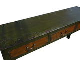 Rustic Fabric Grass Green Lacquer 3 Drawers Sideboard Table cs627S