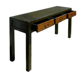 Rustic Fabric Grass Green Lacquer 3 Drawers Sideboard Table cs627S
