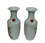 Pair Vintage Chinese Porcelain Oriental Scenery Vases cs651S