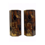 Pair Chinese Matte Gold Scenery Display Brush Pots cs670-5S
