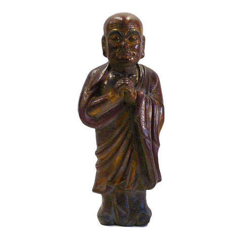 wood monk statue