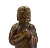 Chinese Wood Brown Golden Monk statue