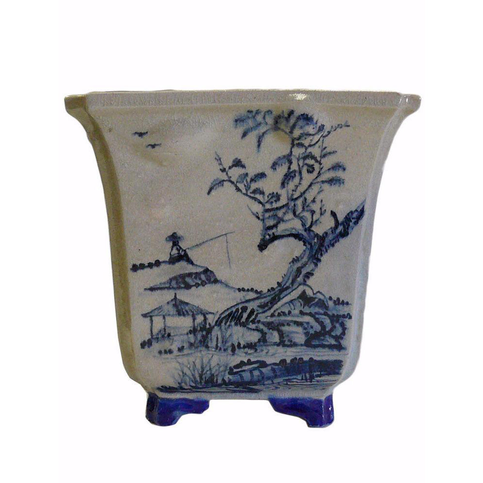 Chinese Hand Painted Oriental Scenery Ceramic Planter cs690-27S Chinese Hand Painted Oriental Scenery Ceramic Planter cs690-27S