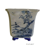 Chinese Hand Painted Oriental Scenery Ceramic Planter 