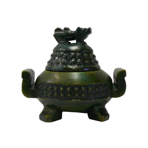 Oriental Stone Carved Round Incense Container