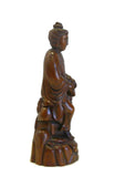 Chinese Boxwood Sitting Scholar Kwan Yin Statue cs695-2S