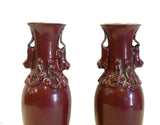 Vintage Chinese Pair Red Glazed Pixiu Porcelain Vases cs695-8S