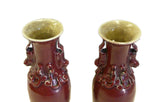 Vintage Chinese Pair Red Glazed Pixiu Porcelain Vases cs695-8S