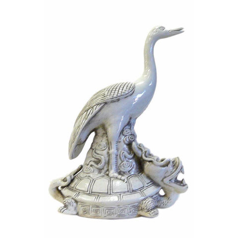 Porcelain Crane on Dragon Turtle Figure