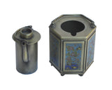 Bronze Metal Hexagon Shape Enamel Engraved Teapot