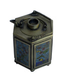 Bronze Metal Hexagon Shape Enamel Engraved Teapot
