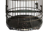 Chinese Tan Rosewood Mother of Pearl Inlay Round Collectable Birdcage cs754S