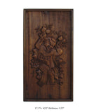 antique carved panel - kid holding longevity peach