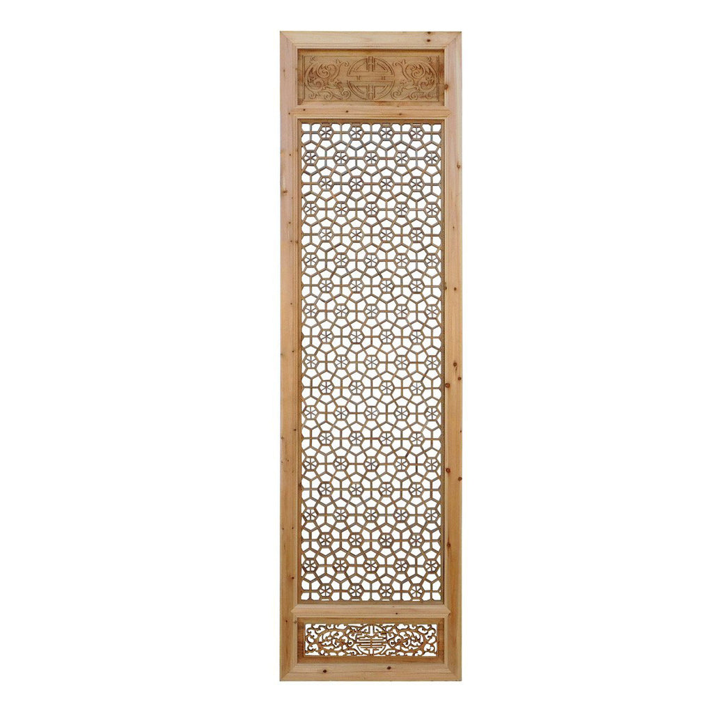 Chinese Natural Wood Geomatric Wall Panel Headboard Accent cs821S