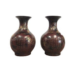 Chinese Pair Brown Golden Scenery Decorative Vases cs936S