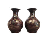 Chinese Pair Brown Golden Scenery Decorative Vases cs936S