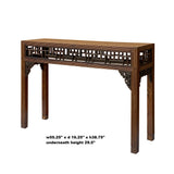 Chinese Brown Wood Geometric Pattern Carving Apron Side Altar Table cs7240S