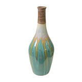 Round Shape Handmade Ceramic Turquoise Bamboo Decor Vase ws2536S
