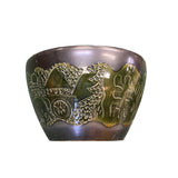 Chinese Dark Gray Black Ceramic Motif Pattern Accent Pot Planter ws2720S