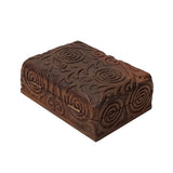 Brown Dimensional Relief Scroll Motif Rectangular Storage Box Chest ws2091S