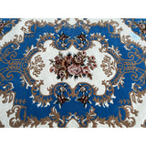 Rectangular Royal Blue Rose Floral Motif Graphic Wool Rug Carpet cs7547S