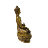 Chinese Distressed Bronze Color Metal Sitting Lotus Buddha Statue ws2122S