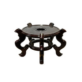 10" Chinese Dark Brown Wood Round Table Top Vase Stand Display Easel ws2940S