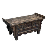 Asian Vintage Rustic Carving Low Kang Table Cabinet Display Stans With Drawer Cs7195S