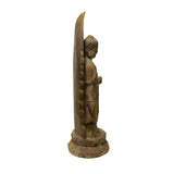 Chinese Rustic Wood Standing Gautama Amitabha Shakyamuni Buddha Statue ws2738S