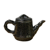 Chinese Jianye Clay Silver Black Glaze Decor Teapot Display Art ws2668S