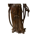 Chinese Brown Guan Yin Tara Bodhisattva Avalokitesvara Wood Statue ws2213S