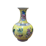 Chinese Handmade Yellow Base Multi-Color Foo Dogs Porcelain Vase ws2703S
