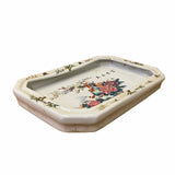 Chinese Off White Porcelain Flower Birds Rectangular Display Plate ws1819S