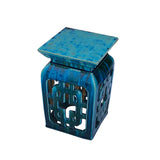 Chinese Ceramic Square Turquoise Green Knot Garden Stand Table cs7286S