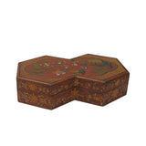 Chinese Distressed Brown People Graphic Rectangular Decagon Shape Box ws2303S