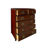 Chinese Oriental Medium Brown Moon Face Dresser Storage Cabinet cs7489S